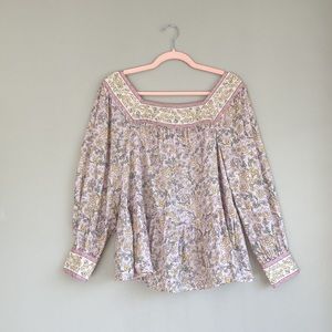 NWT American Eagle Outfitter Square Neck Long Sleeve Floral Peasant Blouse